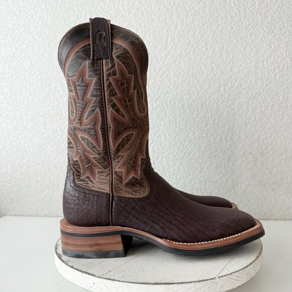 NEW Rod Patrick Mens Cowboy Boots Size 8B Brown Shark Leather Western Square Toe - Picture 2 of 12